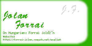 jolan forrai business card